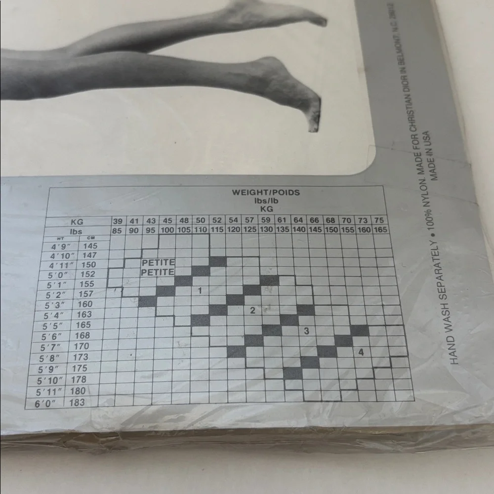 Vintage Christian Dior Pantyhose Graphite Gray 4443 Ultrasheer Sandle Toe Size 2